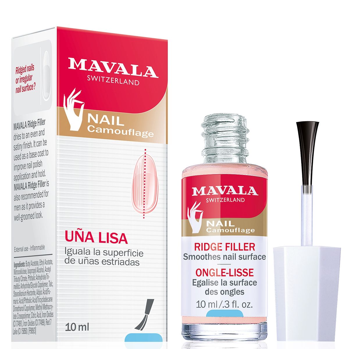 MAVALA - Uña Lisa Rellena las irregularidades y alisa la superficie de la uña. Para uñas estriadas. Mavala