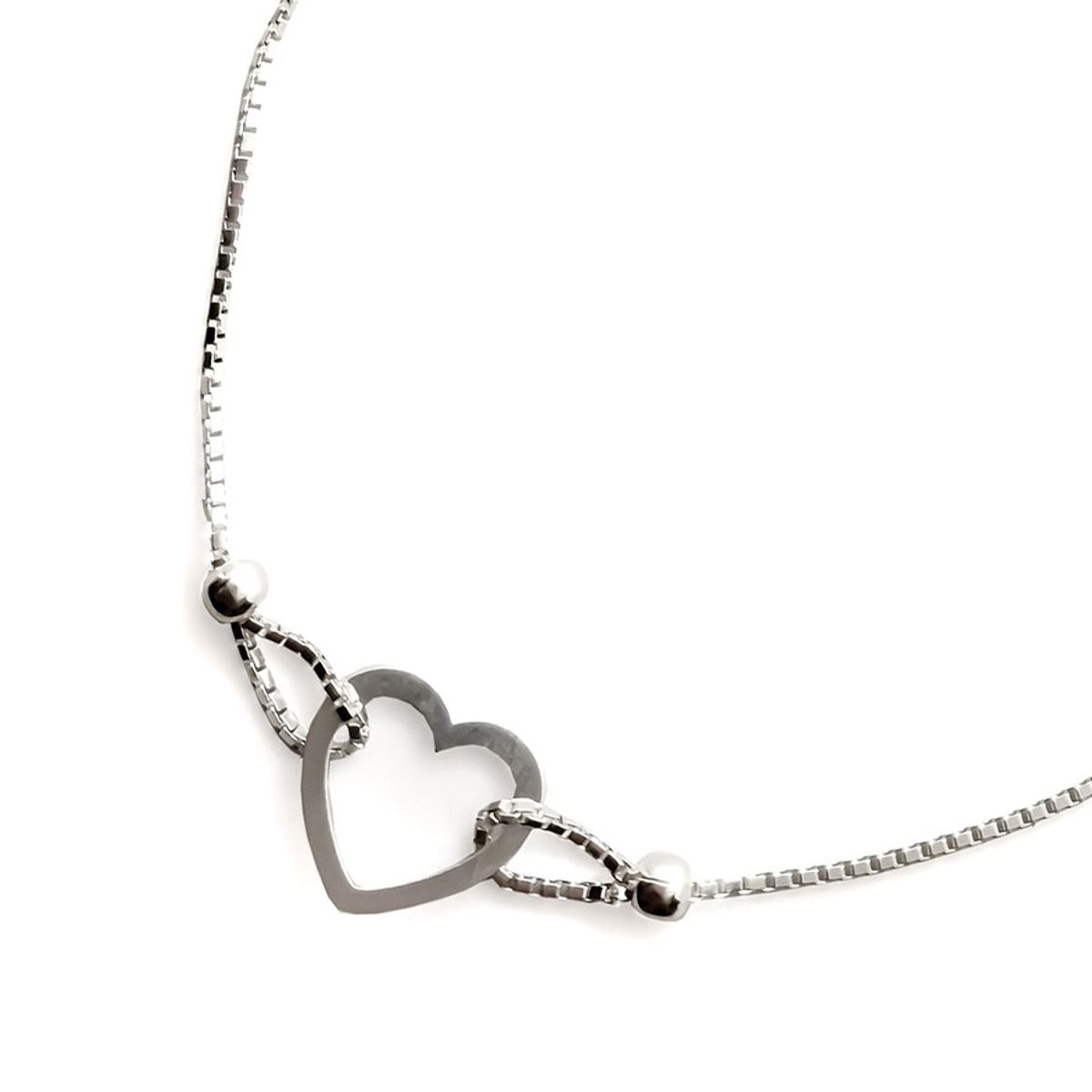 ANDREA COGGIOLA JOYAS - Pulsera Corazón Bolitas Plata Fina 925