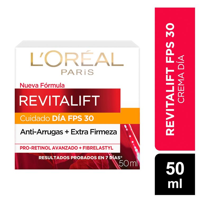 Crema Facial L'Oréal Revitalift FPS 30 Antiedad 50ml Piel Radiante