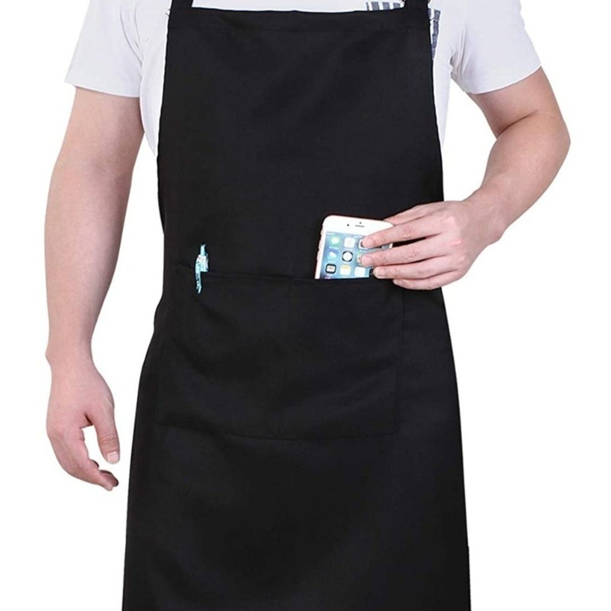 CHEF OUTFITTERS - Pechera Delantal Negro Cocina Gastronomia Unisex CHEF OUTFITTERS