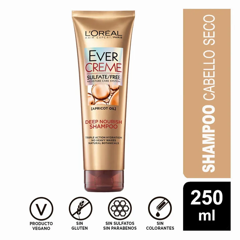Shampoo L'Oréal Paris EverCreme Sulfate Free Nutrición Profunda 250ml