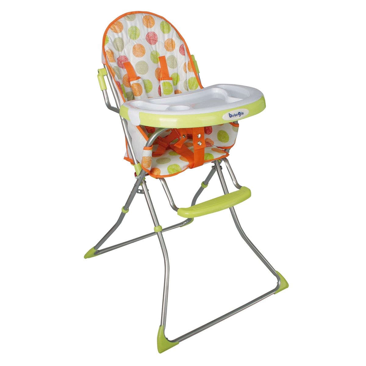 BEBEGLO - Silla de Comer Alta Plegable Doble Bandeja Verde Bebeglo