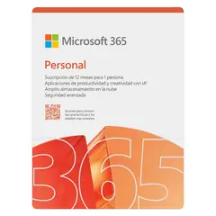MICROSOFT - 365 Personal (1 Persona, Suscripción 12 Meses, Word, Excel, Power Point, Outlook, Onedrive, Seguridad)