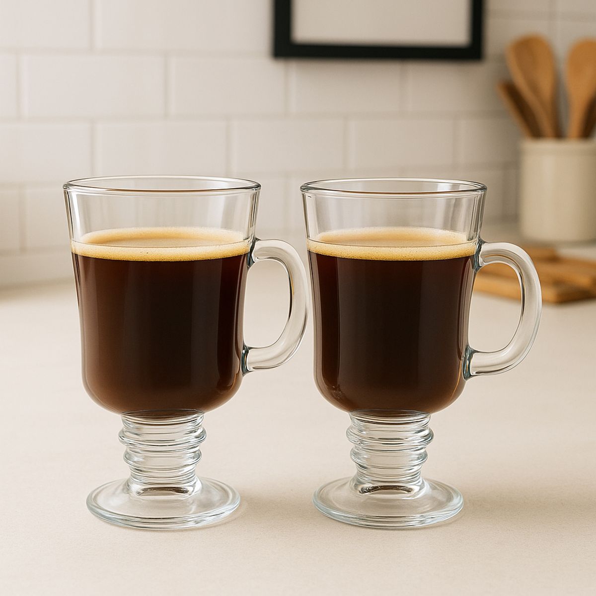 MICA - Set 2 Tazas Vidrio 230 ml Capuchino Mica