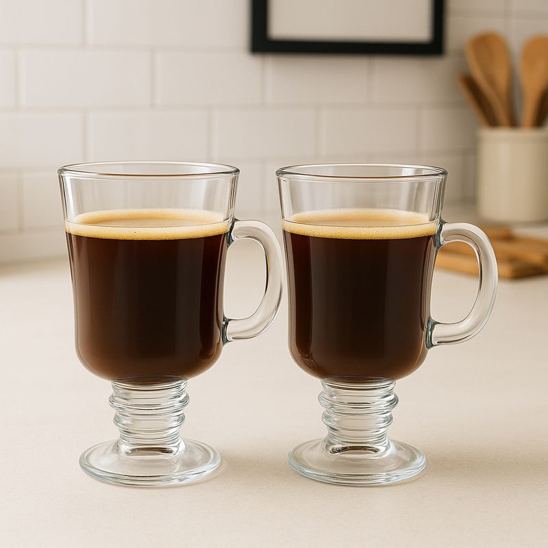 MICA - Set 2 Tazas Vidrio 230 ml Capuchino Mica