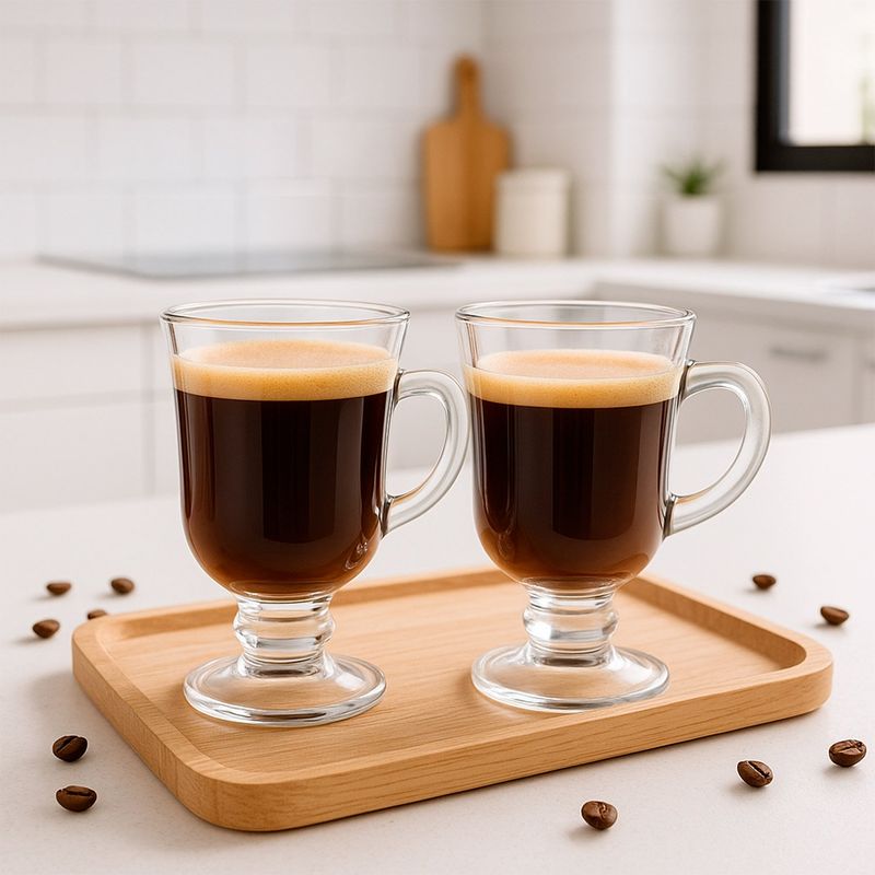 MICA - Set 2 Tazas Vidrio 110 ml Capuchino Mica