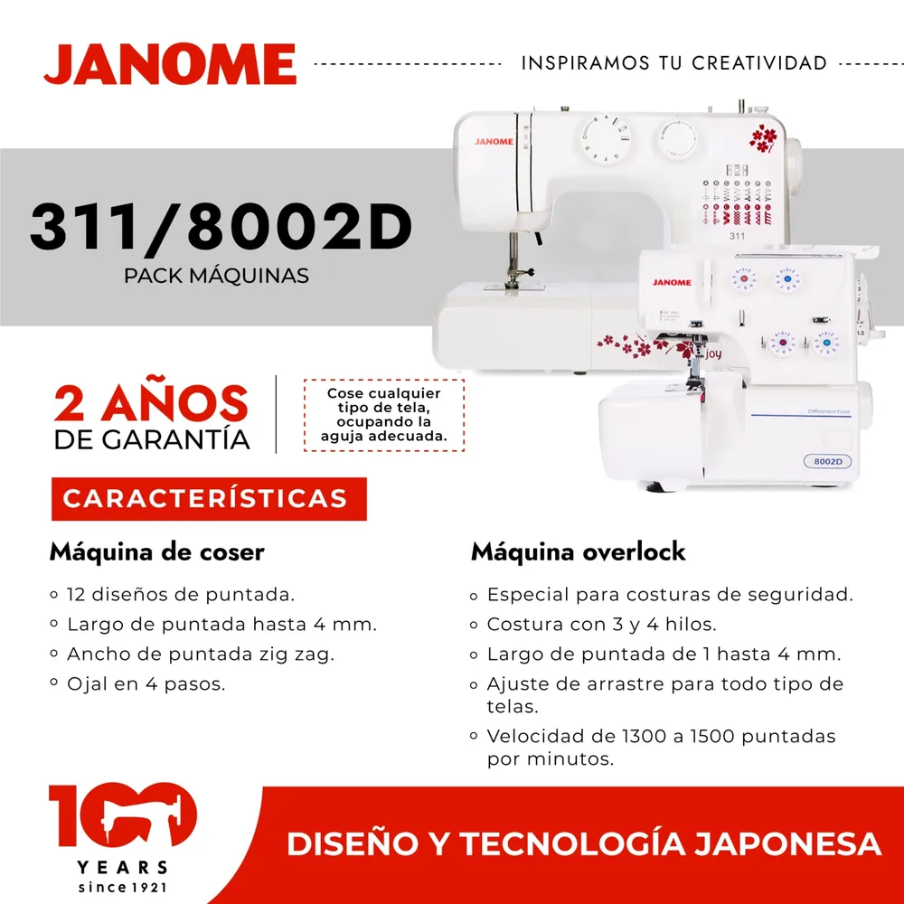 Janome 311 + 8002D Blanco, foto 4