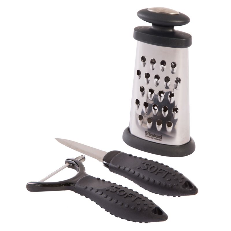 FANTUZZI - Set utensilios cocina 3 Piezas Acero Inoxidable Fantuzzi