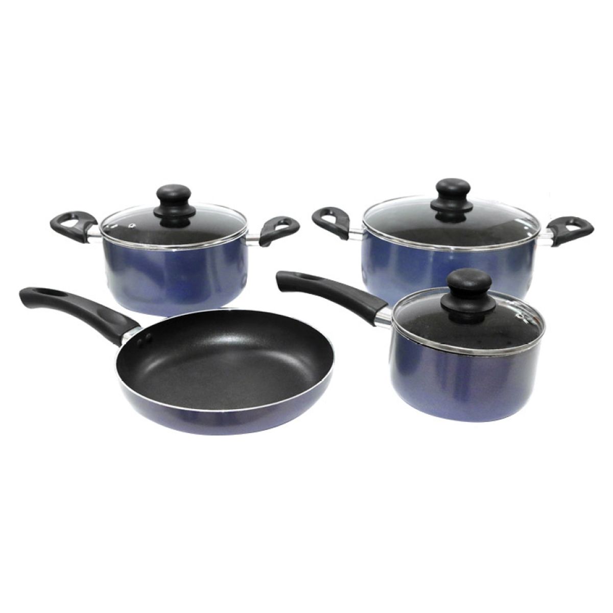 MARMICOC - Batería De Cocina Antiadherente Slide Azul 7 Piezas Marmicoc