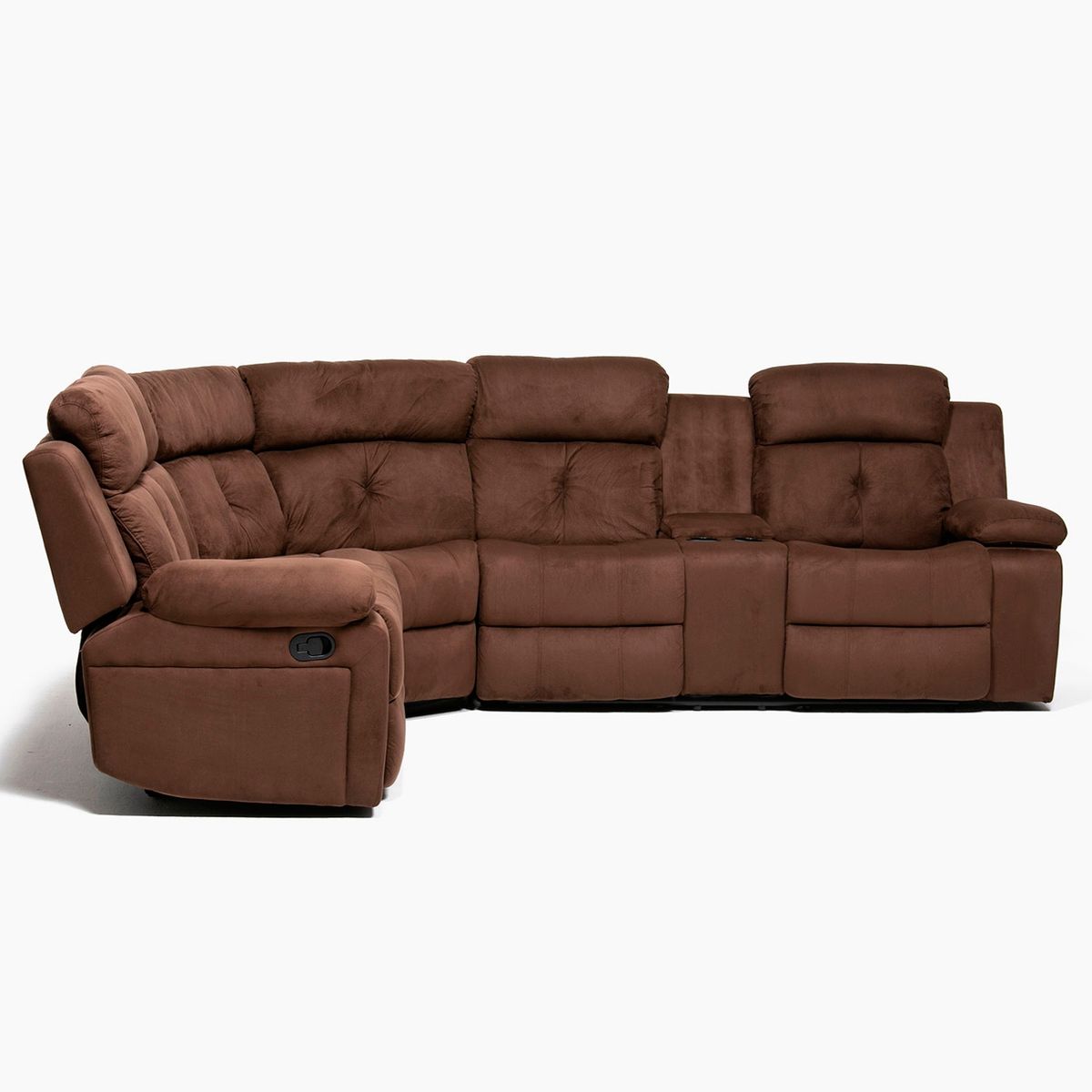 DANIELS - Sofá Seccional Reclinable 5 Cuerpos C/Vaso Derecho Café Tela Dan Daniels