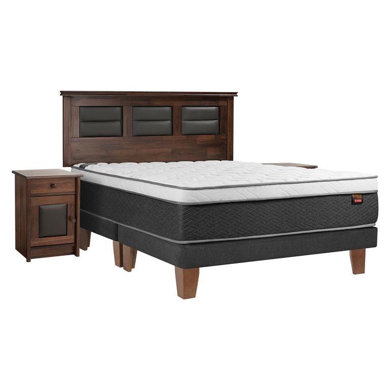 CELTA Cama Europea Everest Ib King + Respaldo + 2 Veladores