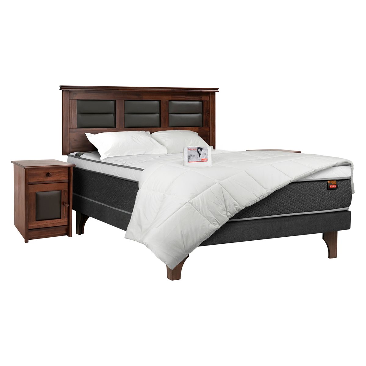 CELTA - Cama Europea Everest 2 Plazas Base Normal + Textil + Muebles Villarreal Celta