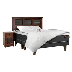 CELTA - Cama Europea Everest 2 Plazas Base Dvidida + Textil + Muebles Villarreal