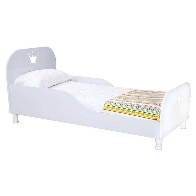 KIDSCOOL Mini Cama De Transición Infantil Príncipe Blanco Mdf
