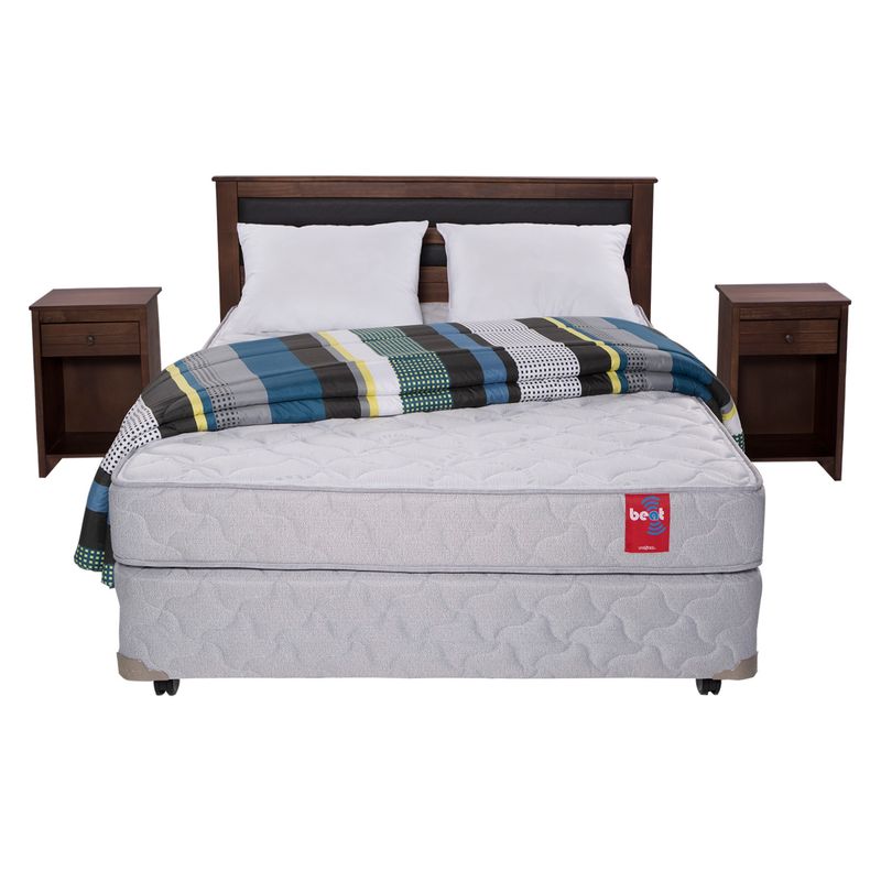ROSEN - Cama Americana Beat 2 Plazas Base Dividida + Muebles + Textil