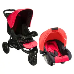 BEBESIT - Coche Travel System P52 Negro Rojo