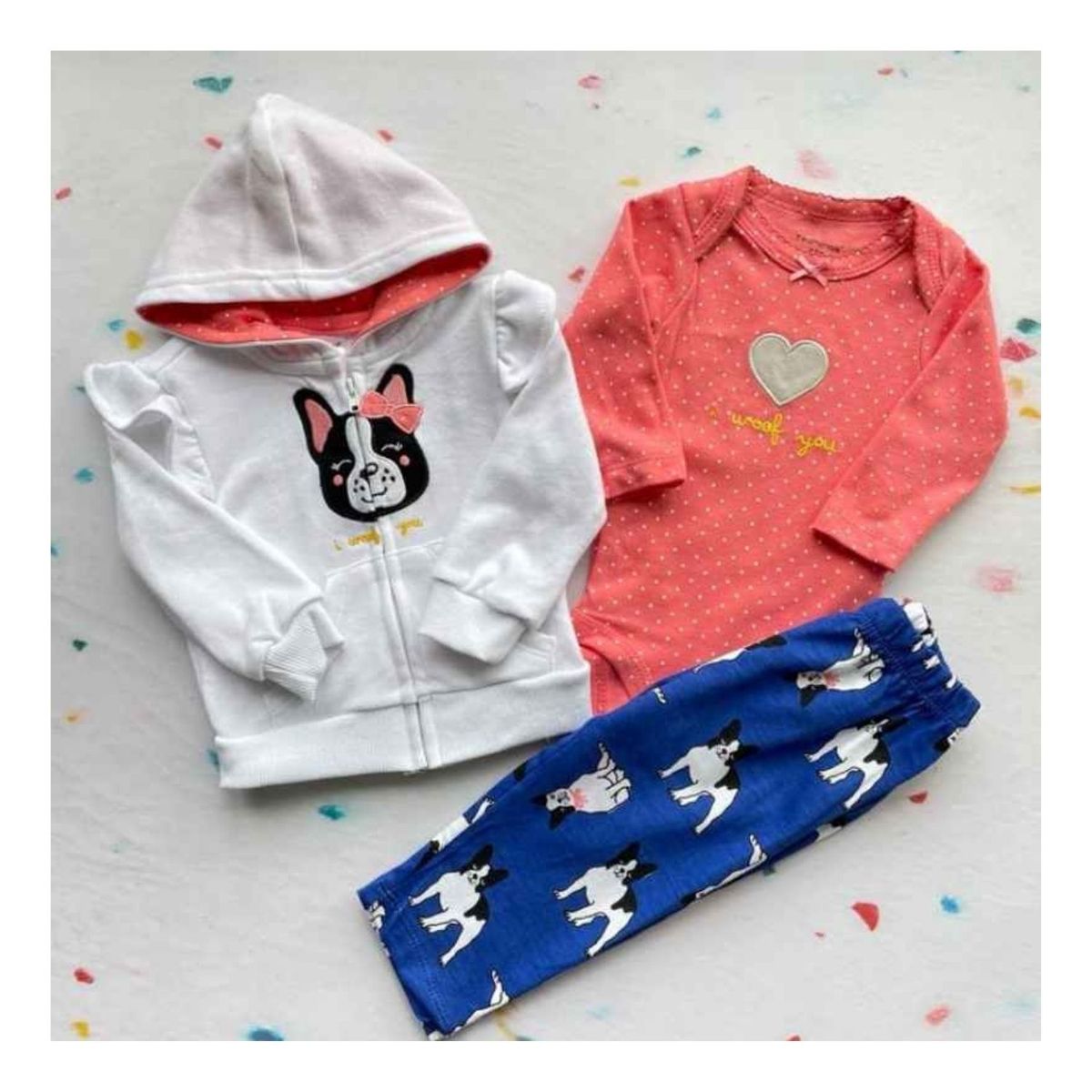 TEDMIMAK - Conjunto Bebe Niña Pack 3 Piezas Manga larga Tedmimak Perro