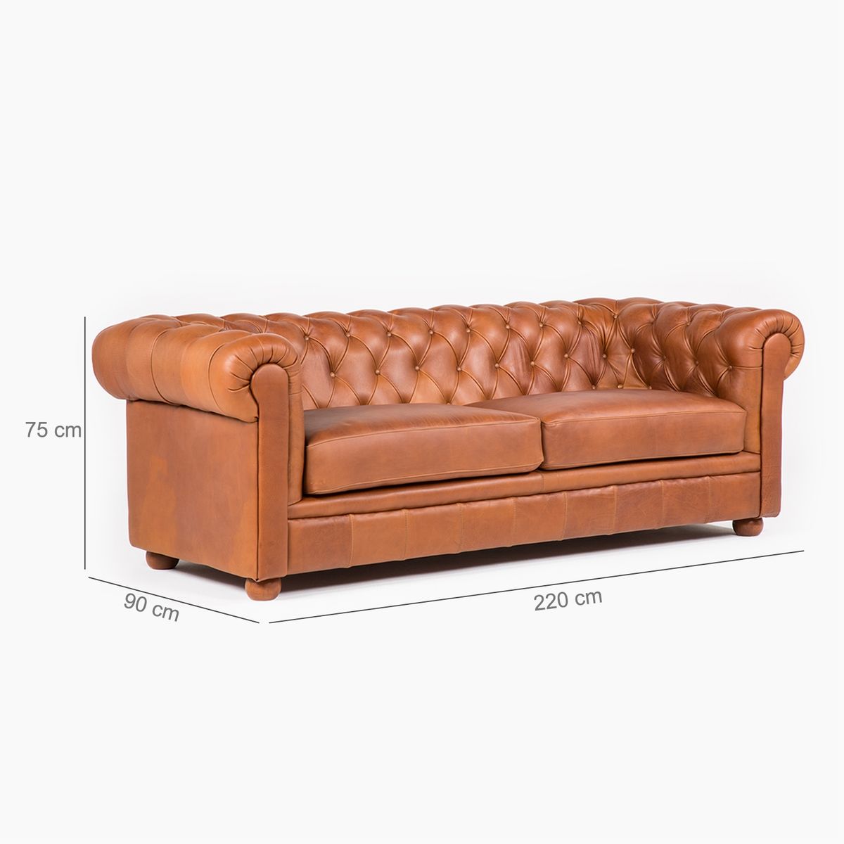 ROBERTA ALLEN - Sofá 3 Cuerpos Cuero Chester