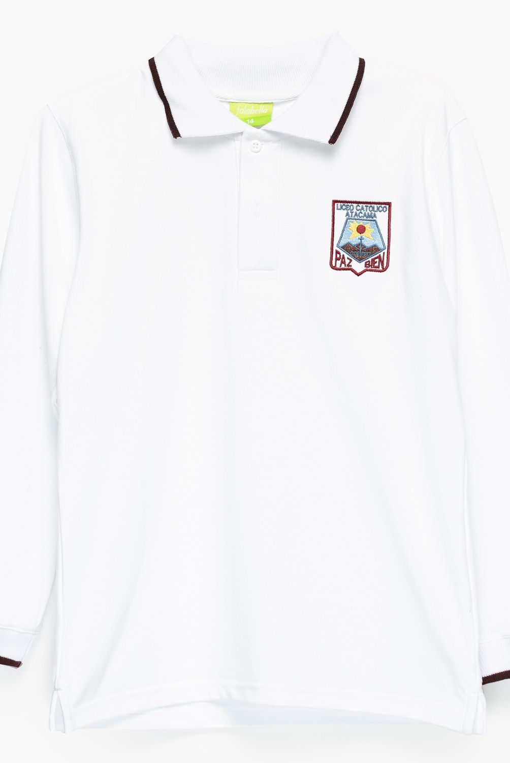 LICEO CATOLICO ATACAMA COPIAPO - Liceo Catolico Atacama, Polera Escolar Pique, 100% Algodón, Manga Larga Con Puño Elasticado, Cuello Con 2 Botones, Incluye 1 Boton De Repuesto