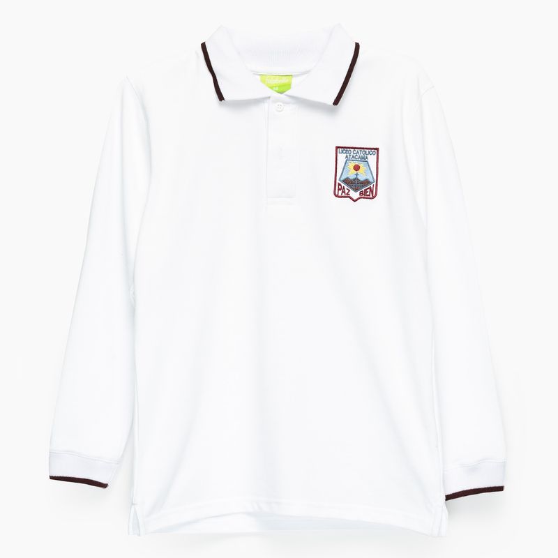 LICEO CATOLICO ATACAMA COPIAPO - Liceo Catolico Atacama, Polera Escolar Pique, 100% Algodón, Manga Larga Con Puño Elasticado, Cuello Con 2 Botones, Incluye 1 Boton De Repuesto