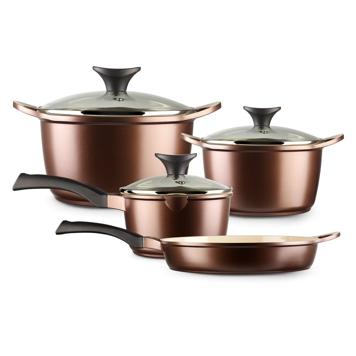 ILKO - Batería de Cocina Cerámica Aluminio Ceramic 7 Piezas Ilko