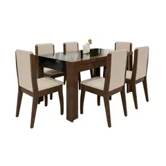 DECOCASA - Juego De Comedor Lorenzi 6 Sillas Castaño
