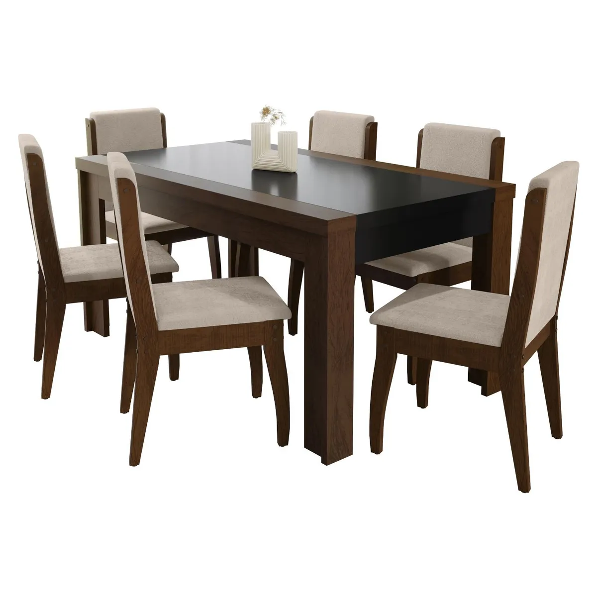 DECOCASA - Juego De Comedor Lorenzi 6 Sillas Castaño Decocasa