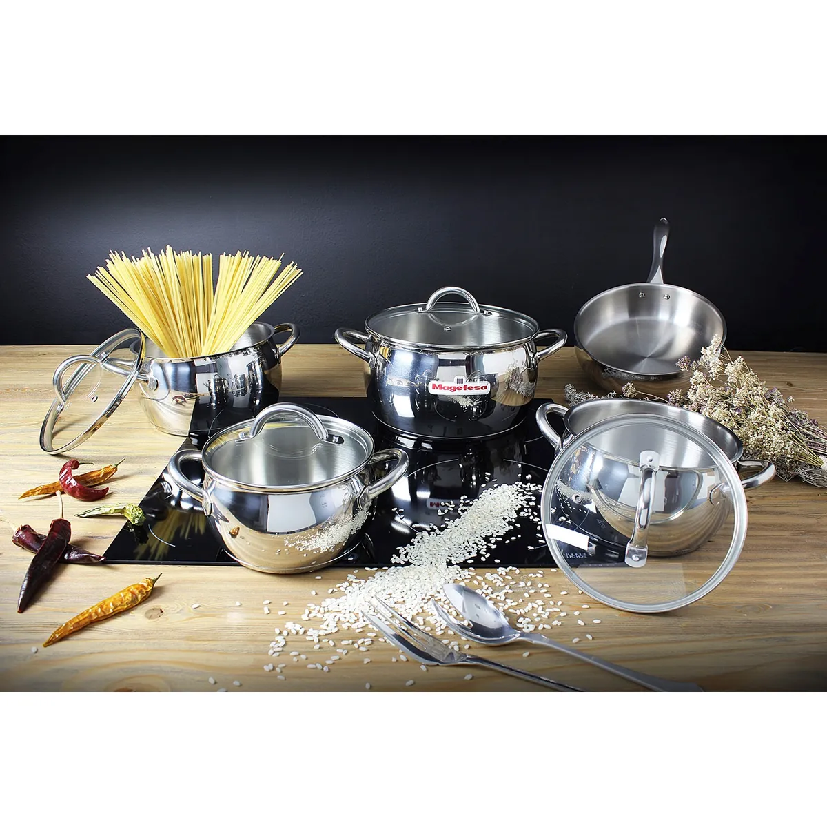 MAGEFESA - Batería De Cocina De Acero Kuchen 9 Piezas Magefesa