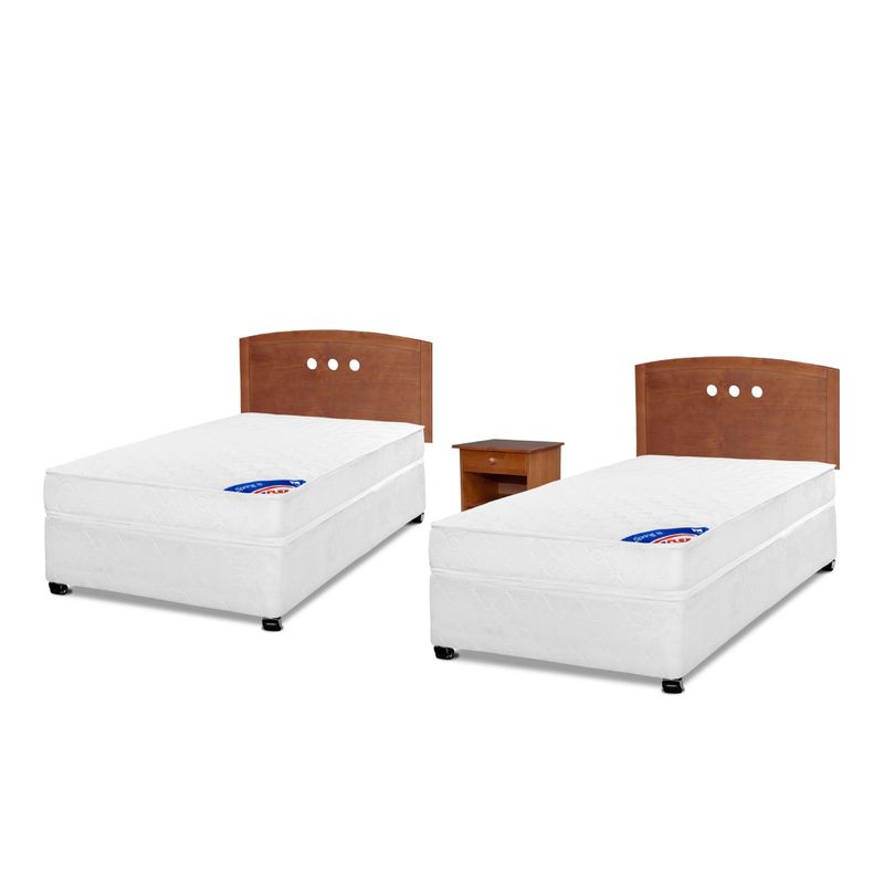 FLEX - Cama Americana Spring Iii 1 Plaza + Respaldo + 1 Velador Flex