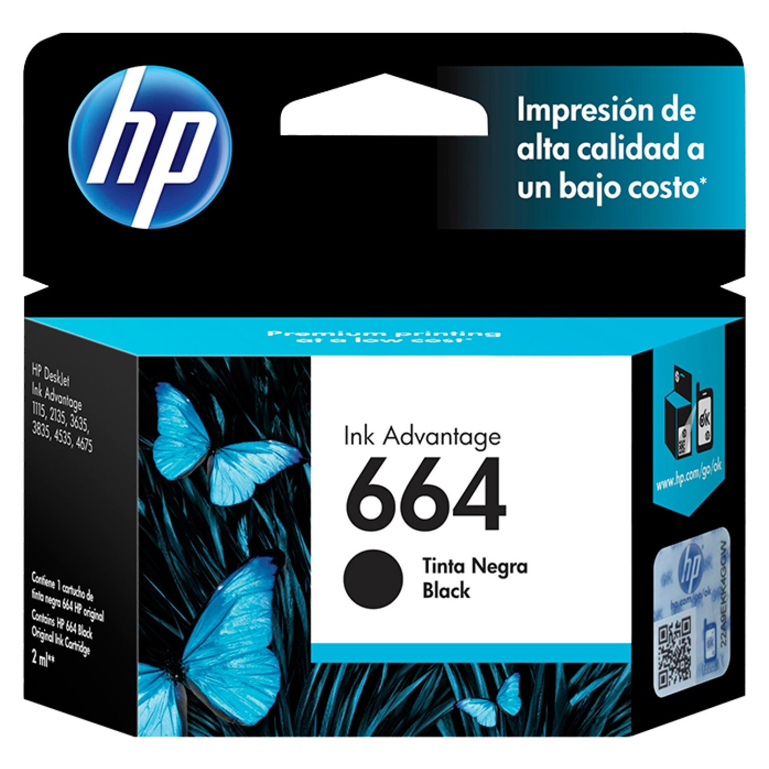 HP Cartucho De Tinta HP Original 664 Negro | Falabella Chile