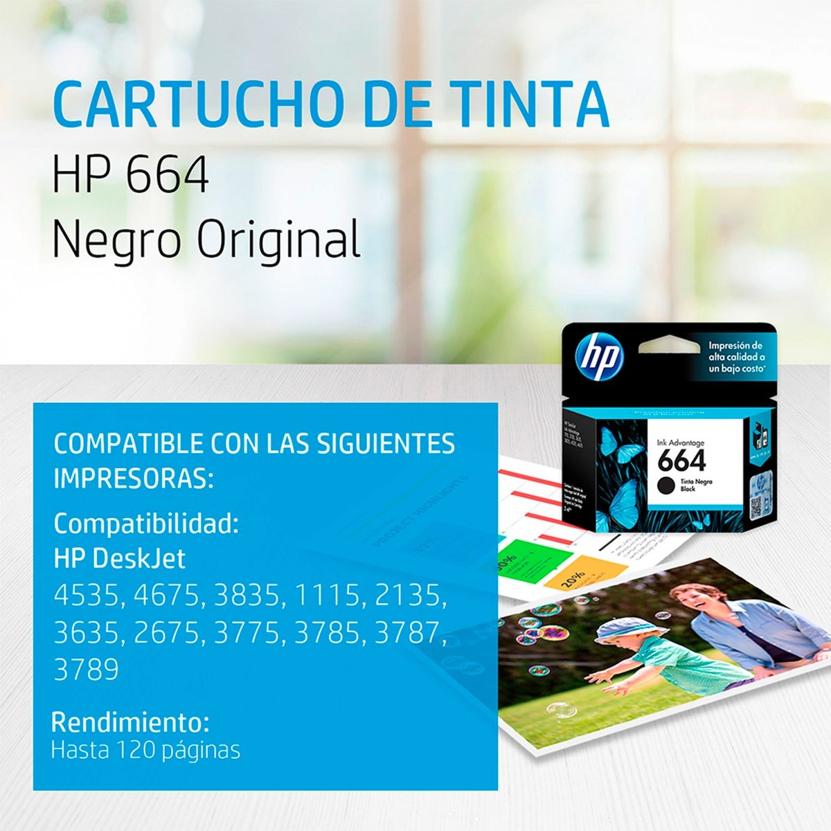 HP - Cartucho De Tinta HP Original 664 Negro