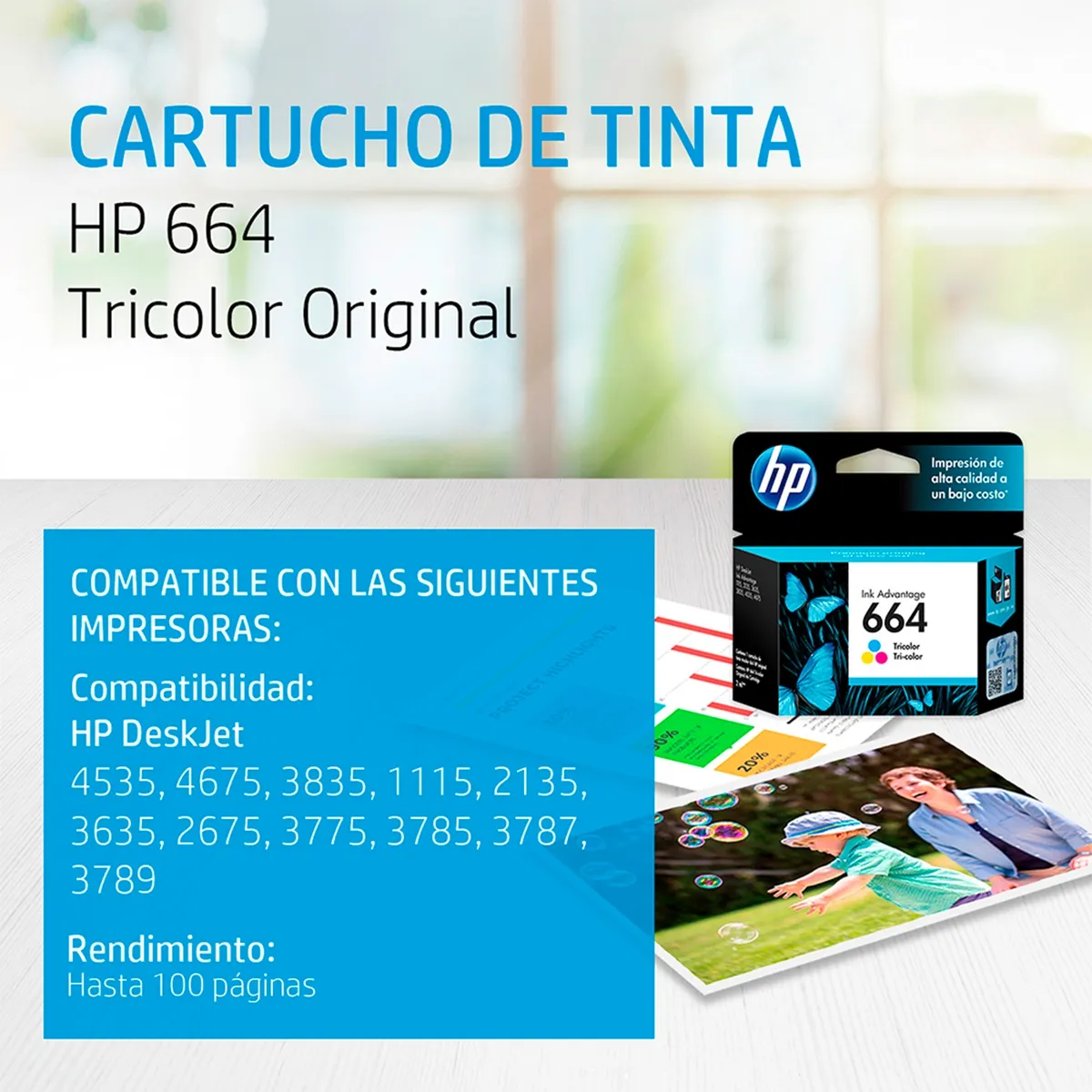 HP - Cartucho De Tinta HP Original 664 Tricolor