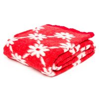 Frazada Jacquard 1 Plaza Diseño Floral Roja