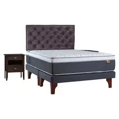 CELTA - Cama Europea Everest King BD + Muebles Capitoné