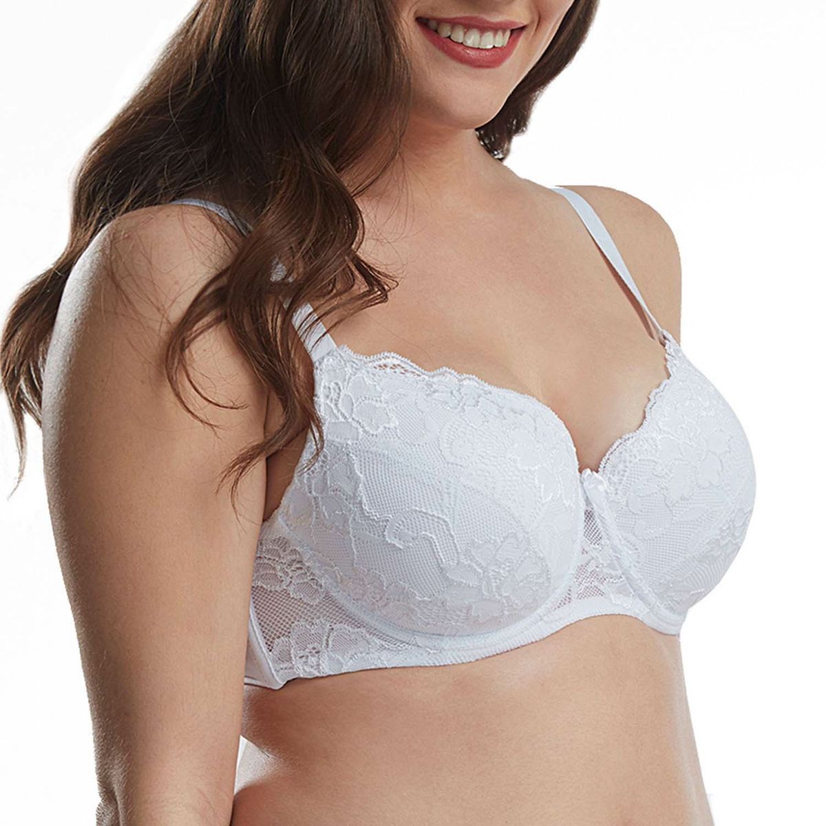 FLORES - Sostén Control Con Encaje Cobertura Completa Mujer Flores