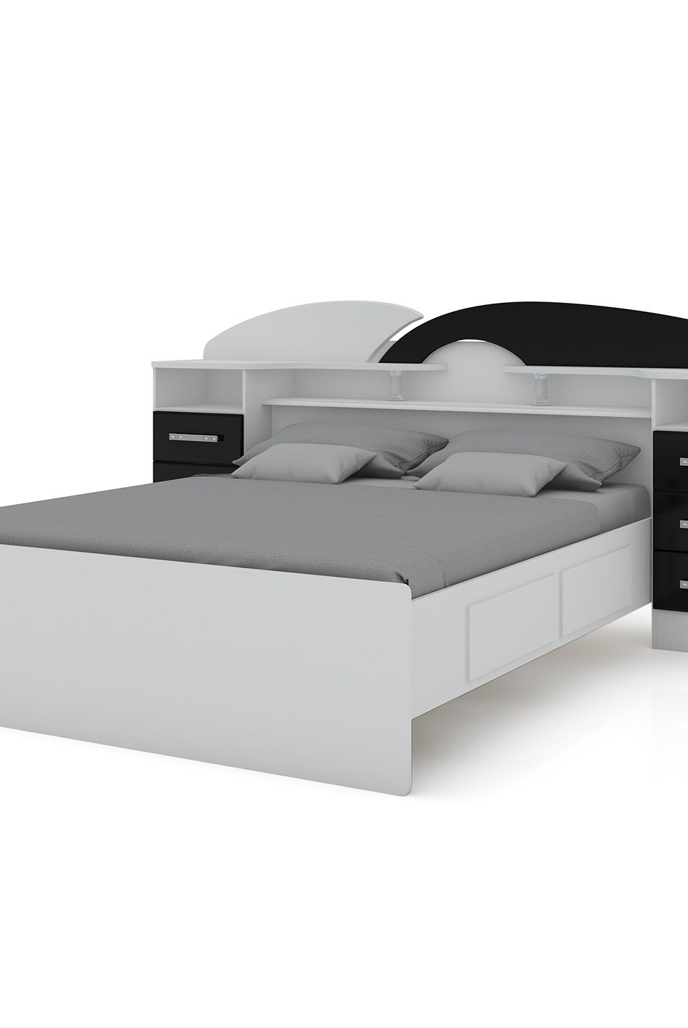 DECOCASA - Cama Europea Premium 2 Plazas Decocasa + Respaldo + 2 Veladores