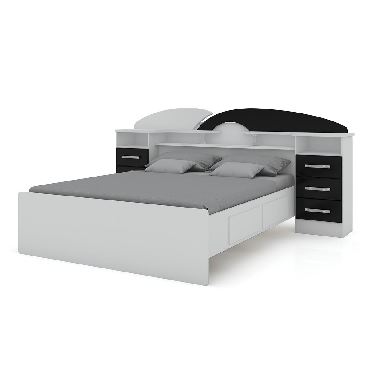 DECOCASA - Cama Europea Premium 2 Plazas Decocasa + Respaldo + 2 Veladores