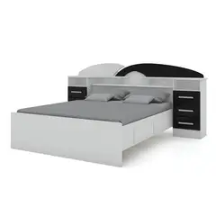 DECOCASA - Cama Europea Premium 2 Plazas + Respaldo + 2 Veladores