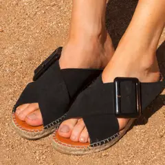 URCO - Sandalia Mujer Cuero Negro
