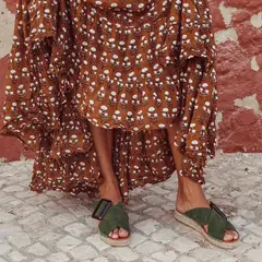 URCO - Sandalia Mujer Cuero Verde