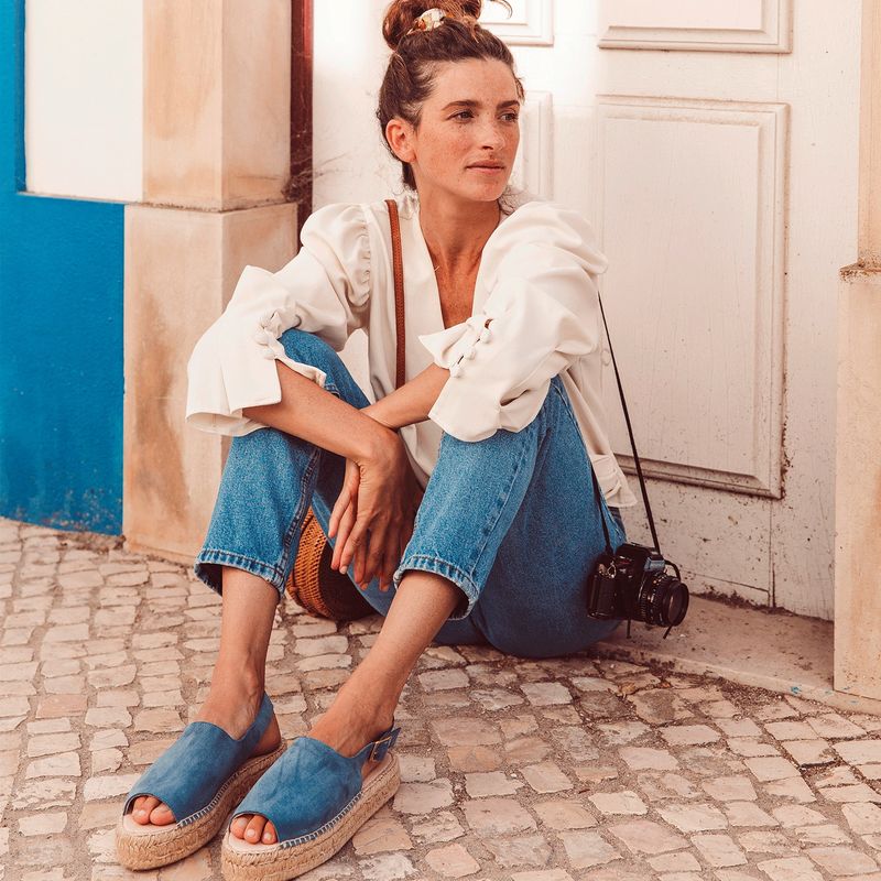 URCO - Urco Sandalia mujer cuero azul