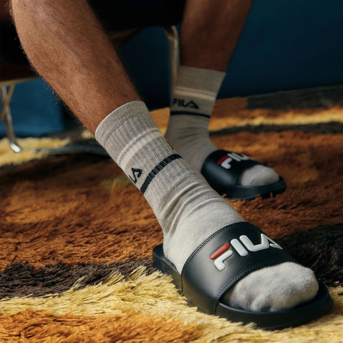 FILA - Sandalia Hombre Negro Fila