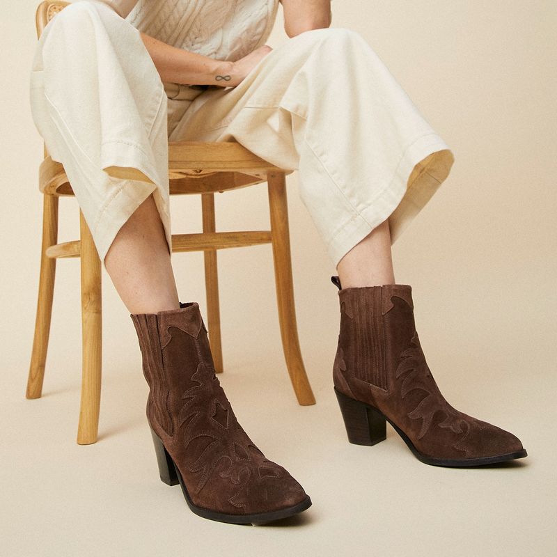 CECILIA BOLOCCO - Bota Vaquera Mujer Cuero Gris Cecilia Bolocco