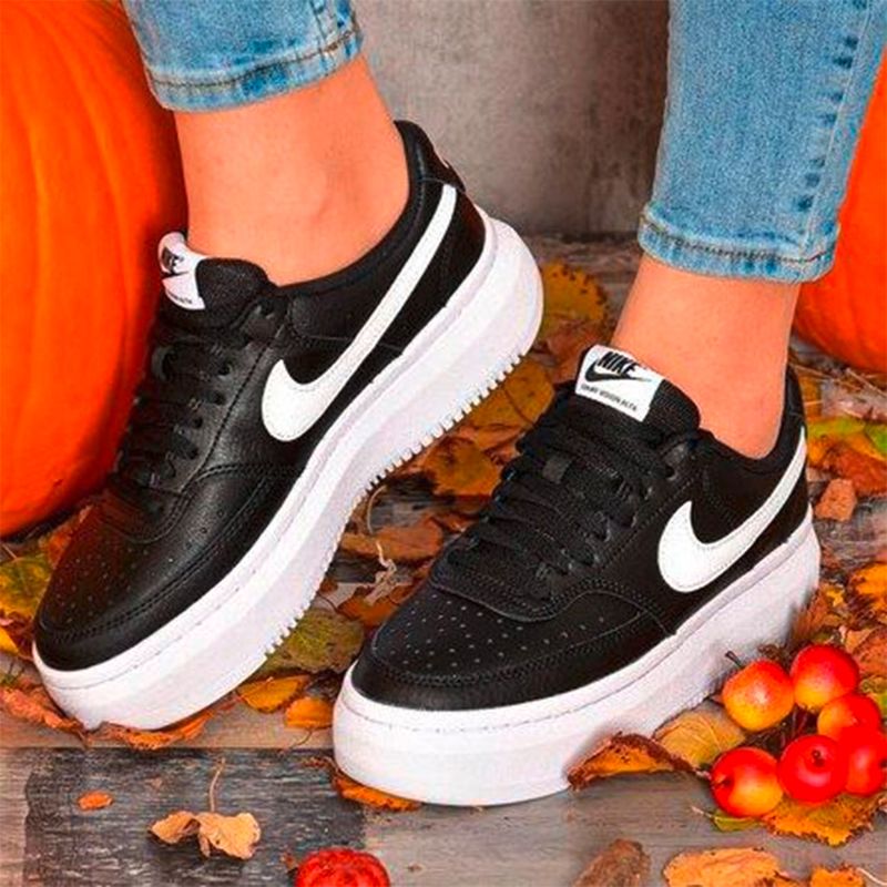 NIKE - Court Vision Alta Zapatilla Urbana Alto Mujer Negro Nike
