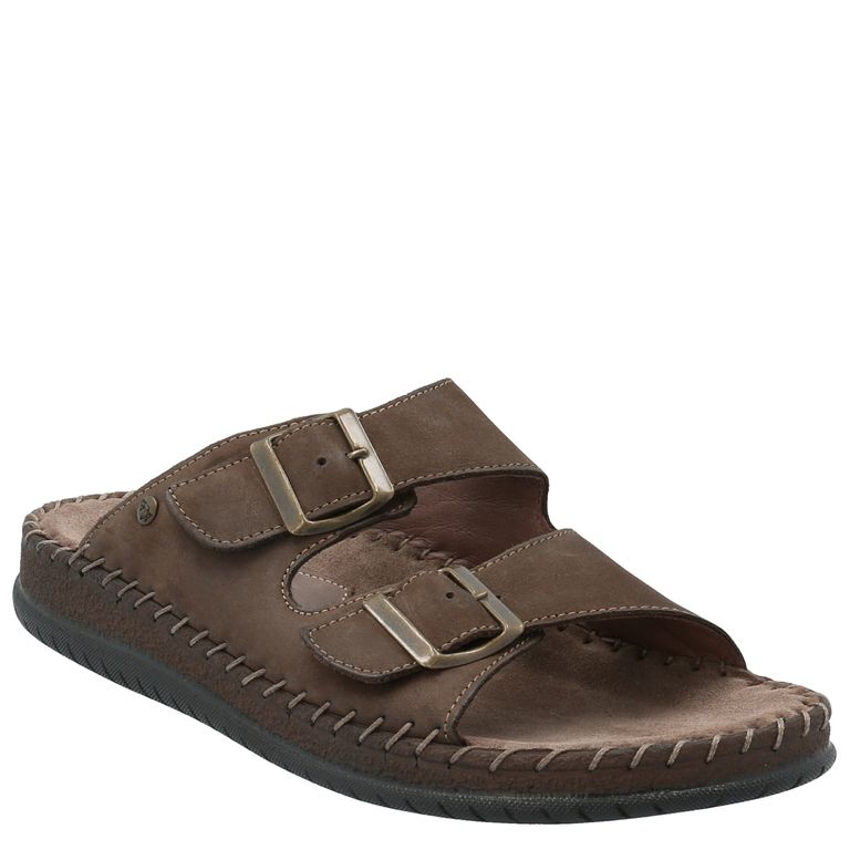 HUSH PUPPIES Sandalia Hombre Cuero Café