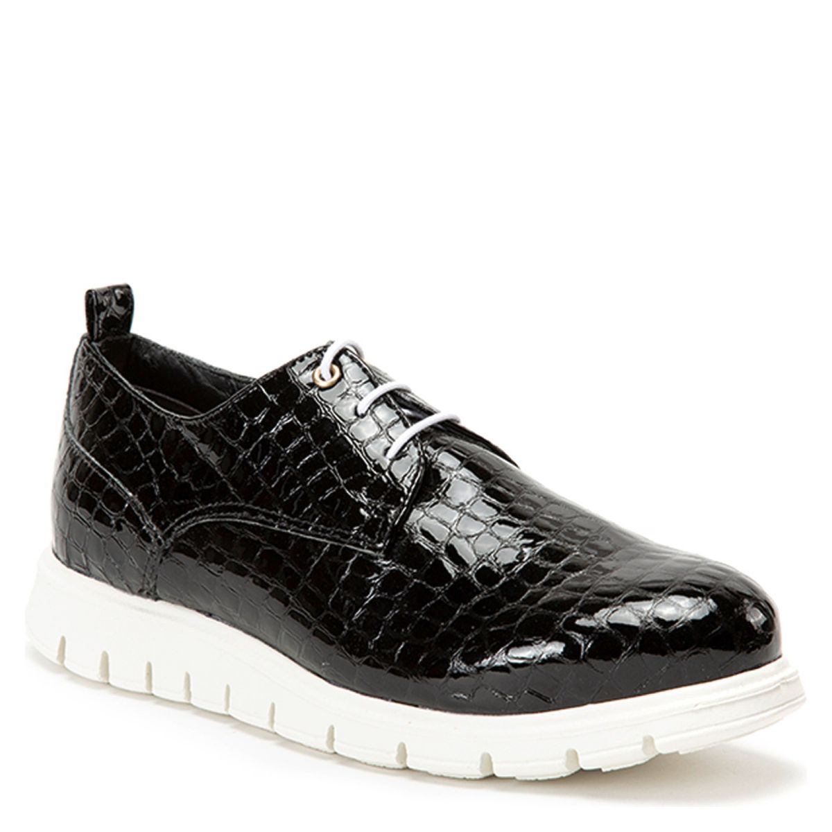 GACEL - Zapatilla Urbana Mujer Cuero Negro Kruza