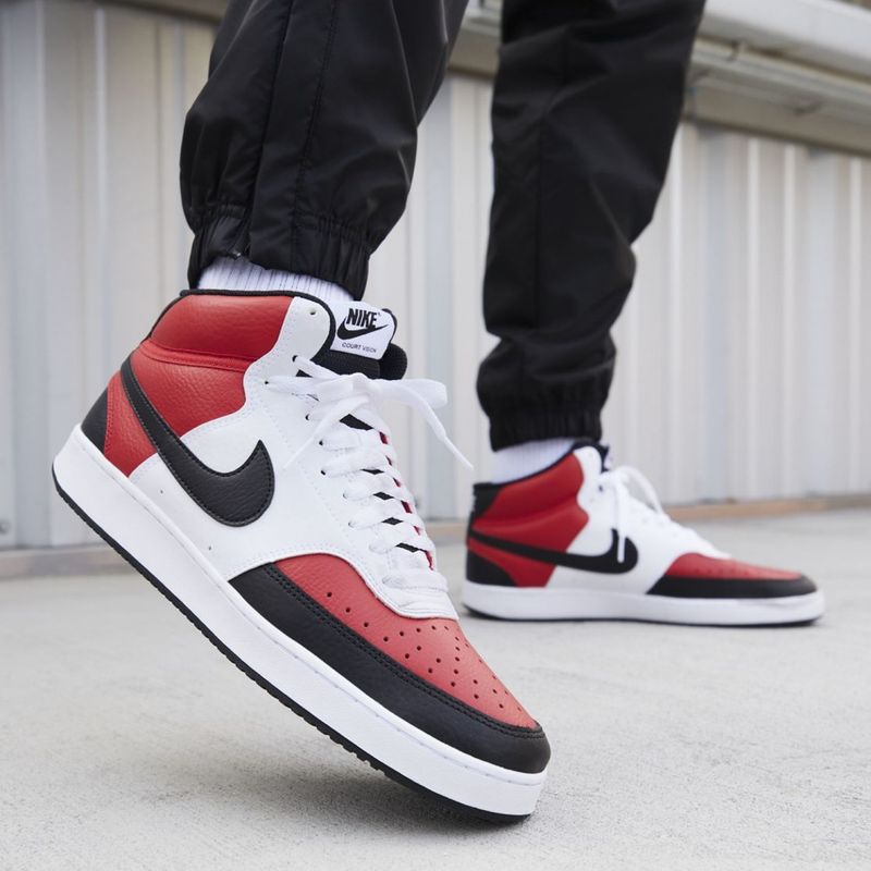 NIKE - Court Vision Mid Nba Zapatilla Urbana Hombre Cuero Rojo Nike