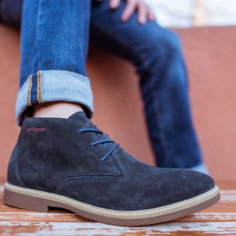 Botín Hombre Cuero Azul