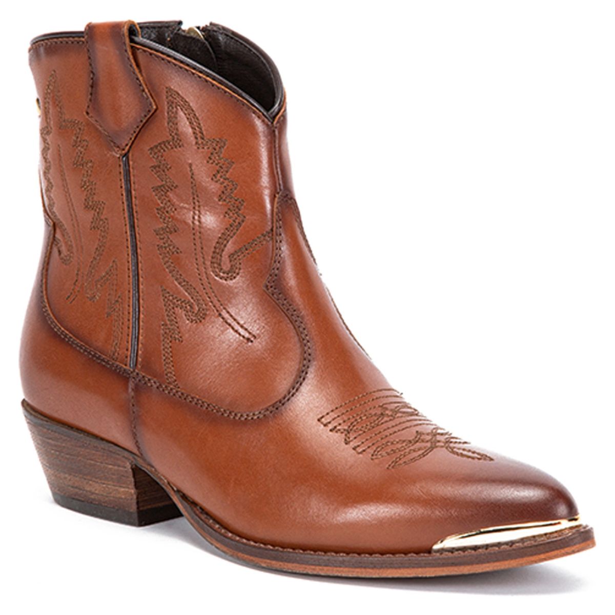 GACEL - Bota Vaquera Mujer Cuero Café Gacel