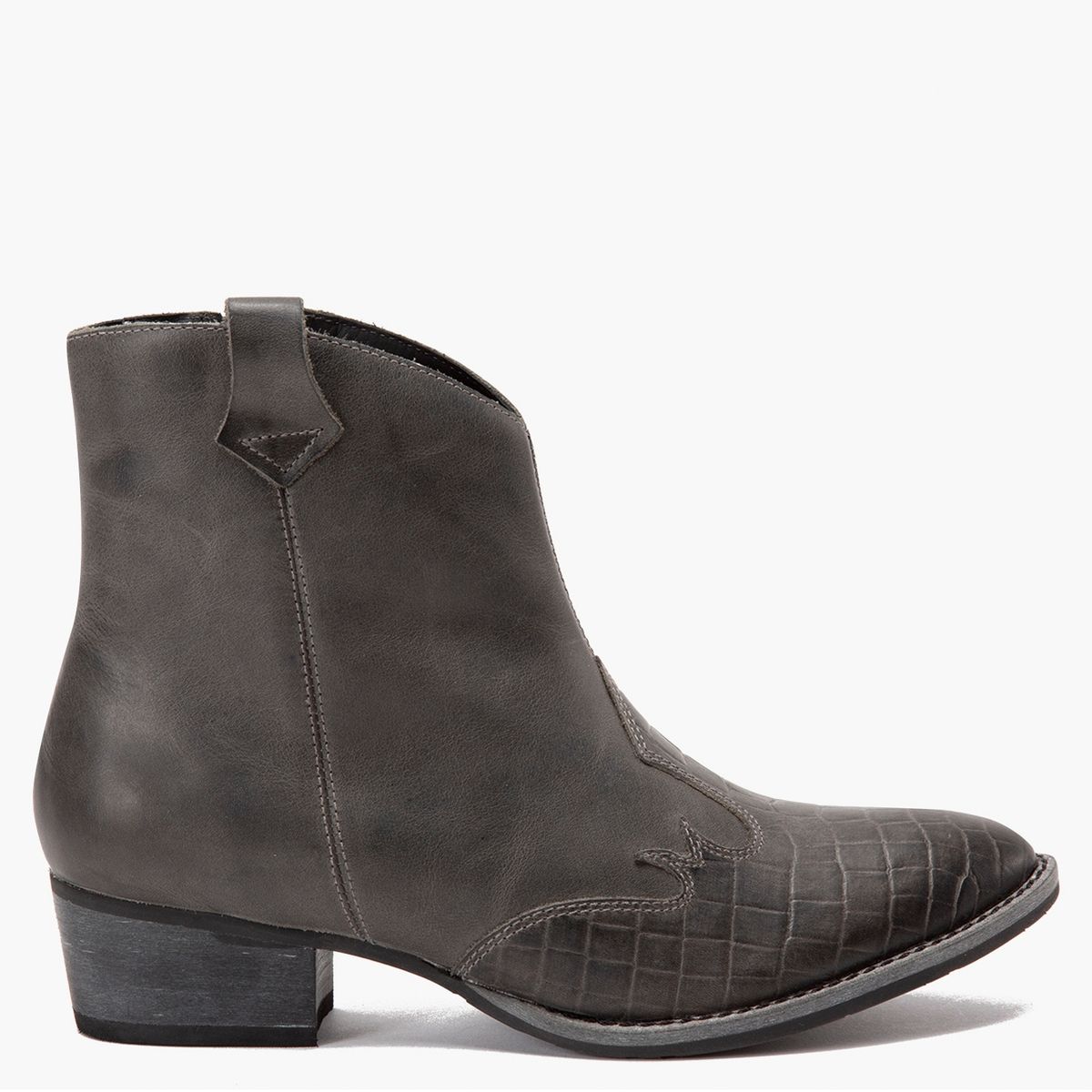 GACEL - Bota Vaquera Mujer Cuero Gris Gacel